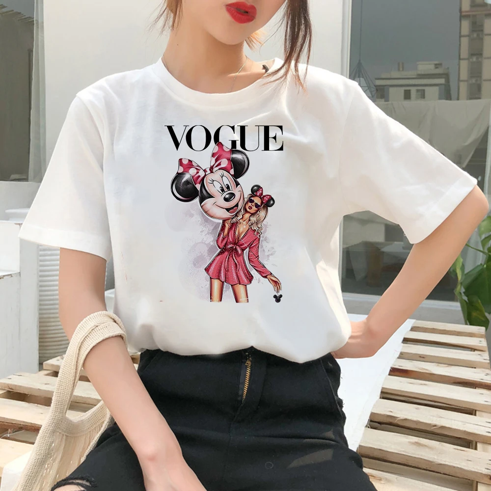 Šiek tiek Velnias Minnie Mouse moteriški marškinėliai Vasaros 2021 Naujas Mados Disney Drabužių Edgy Dizaino Marškinėliai Moteriška Kawaii Grafinis 3