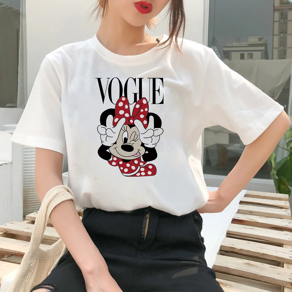 Šiek tiek Velnias Minnie Mouse moteriški marškinėliai Vasaros 2021 Naujas Mados Disney Drabužių Edgy Dizaino Marškinėliai Moteriška Kawaii Grafinis 4