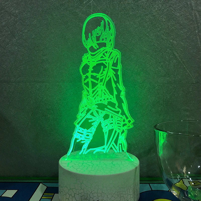 PMMA 3D LED Nakties Šviesos Įvairių Spalvų Draugams Ataka Titan ANIME Stalo Lempa 0