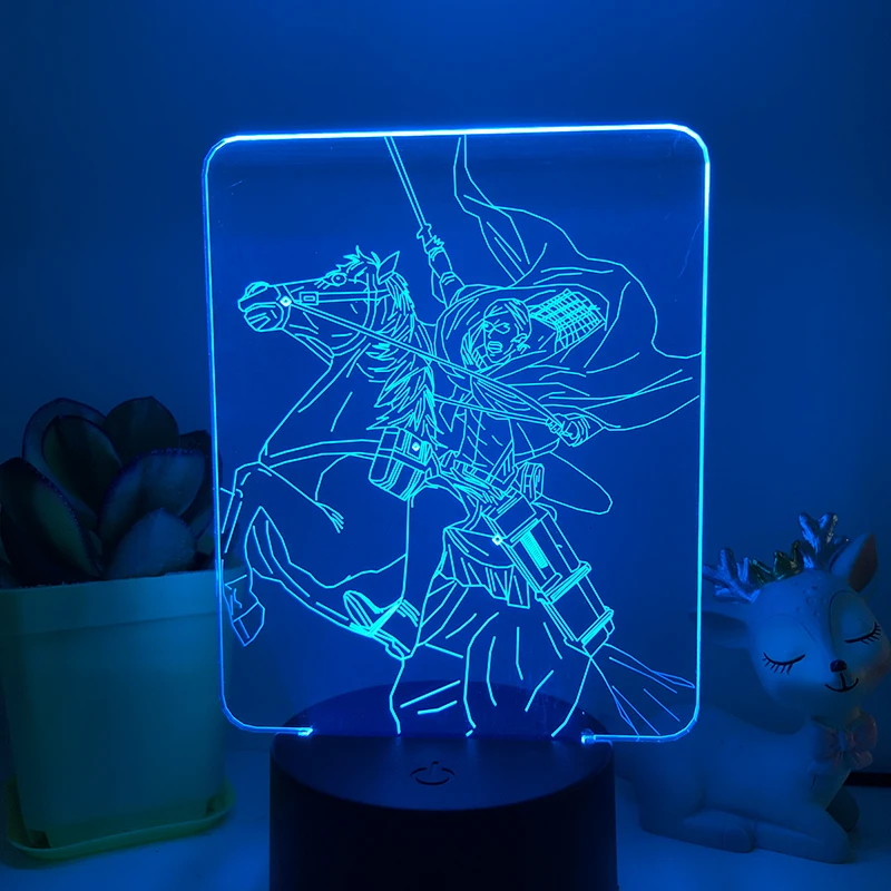 PMMA 3D LED Nakties Šviesos Įvairių Spalvų Draugams Ataka Titan ANIME Stalo Lempa 4