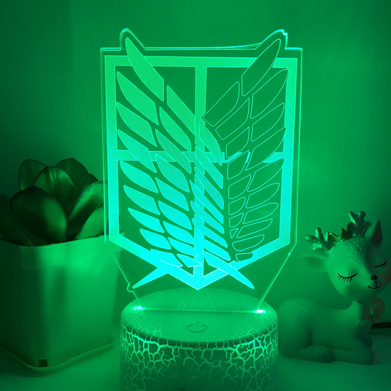 PMMA 3D LED Nakties Šviesos Įvairių Spalvų Draugams Ataka Titan ANIME Stalo Lempa 5