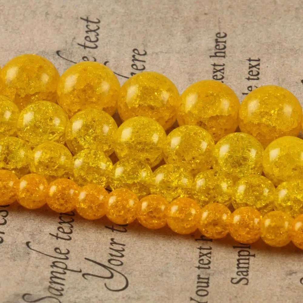 6-12 mm, Natūralus Geltonasis Krekingo Kristalų Apvalių Karoliukų, Skirta 