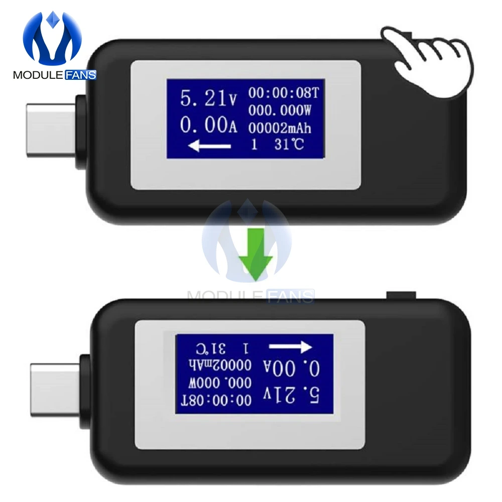 Tipas-c USB Testeris DC Digital Voltmeter Amperimetro Įtampa Srovės Matuoklis Ammeter Detektorius Maitinimo Banko Įkroviklio Indikatorius 0