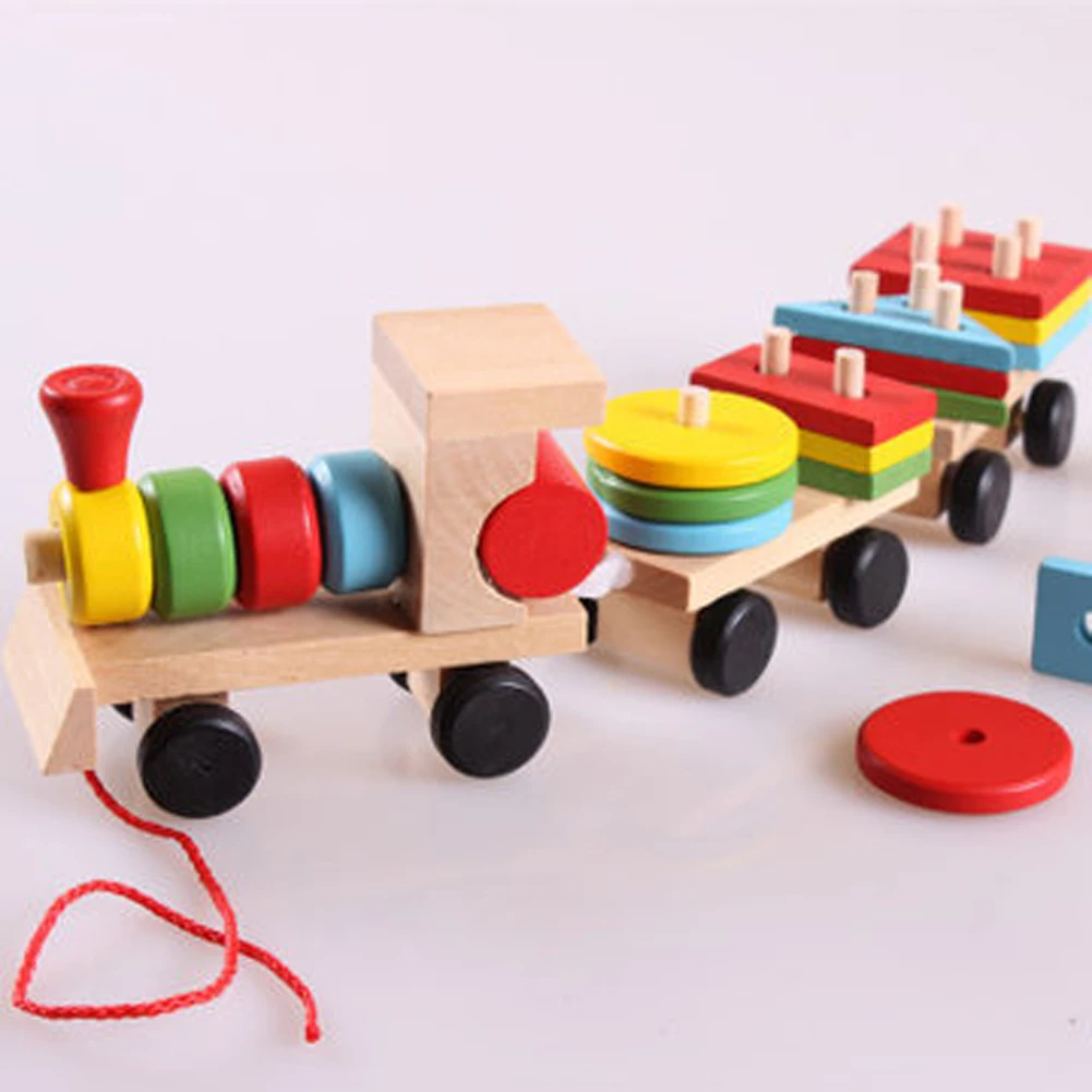 Montessori Mediniai Žaislai, Transporto Priemonės, Galvosūkiai Traukinio Švietimo Vaikai, Kūdikis, Medinės Kietos Medienos Krovimas Traukinio Vaikiška Dėlionė Vaikams 1
