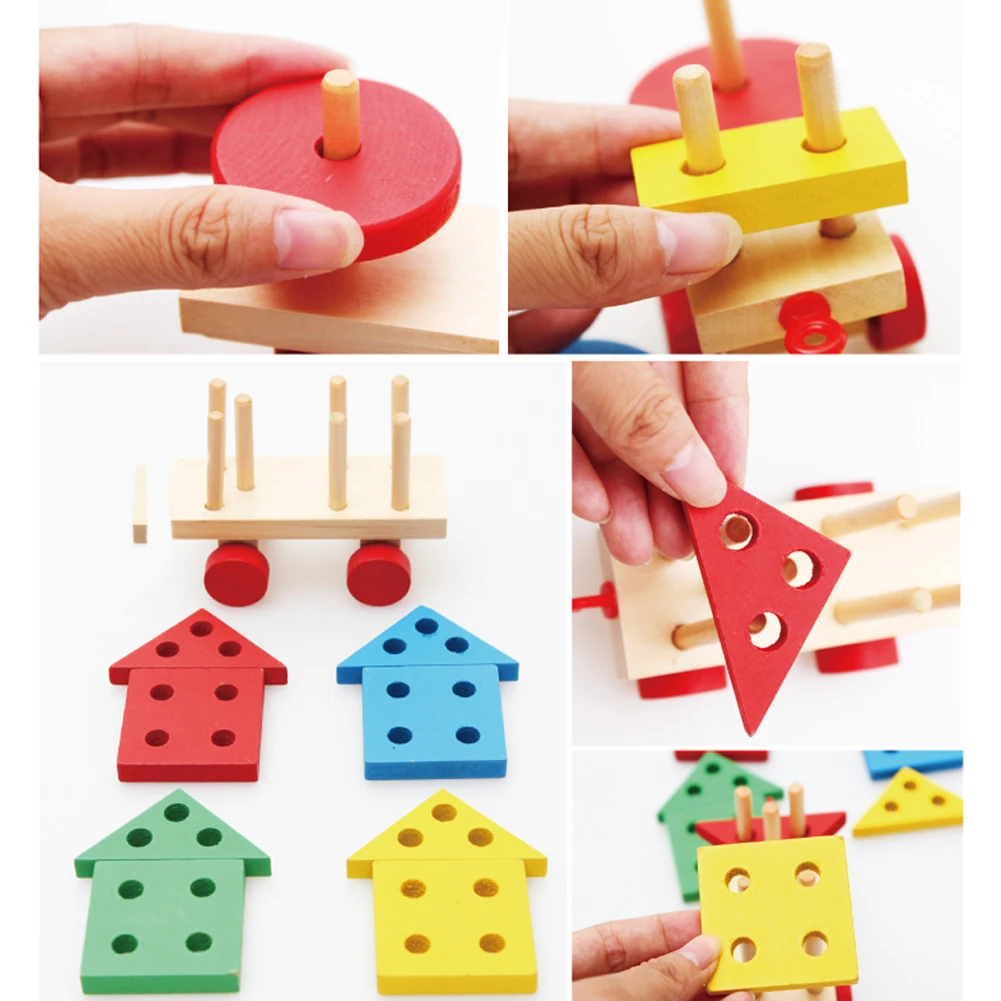 Montessori Mediniai Žaislai, Transporto Priemonės, Galvosūkiai Traukinio Švietimo Vaikai, Kūdikis, Medinės Kietos Medienos Krovimas Traukinio Vaikiška Dėlionė Vaikams 2