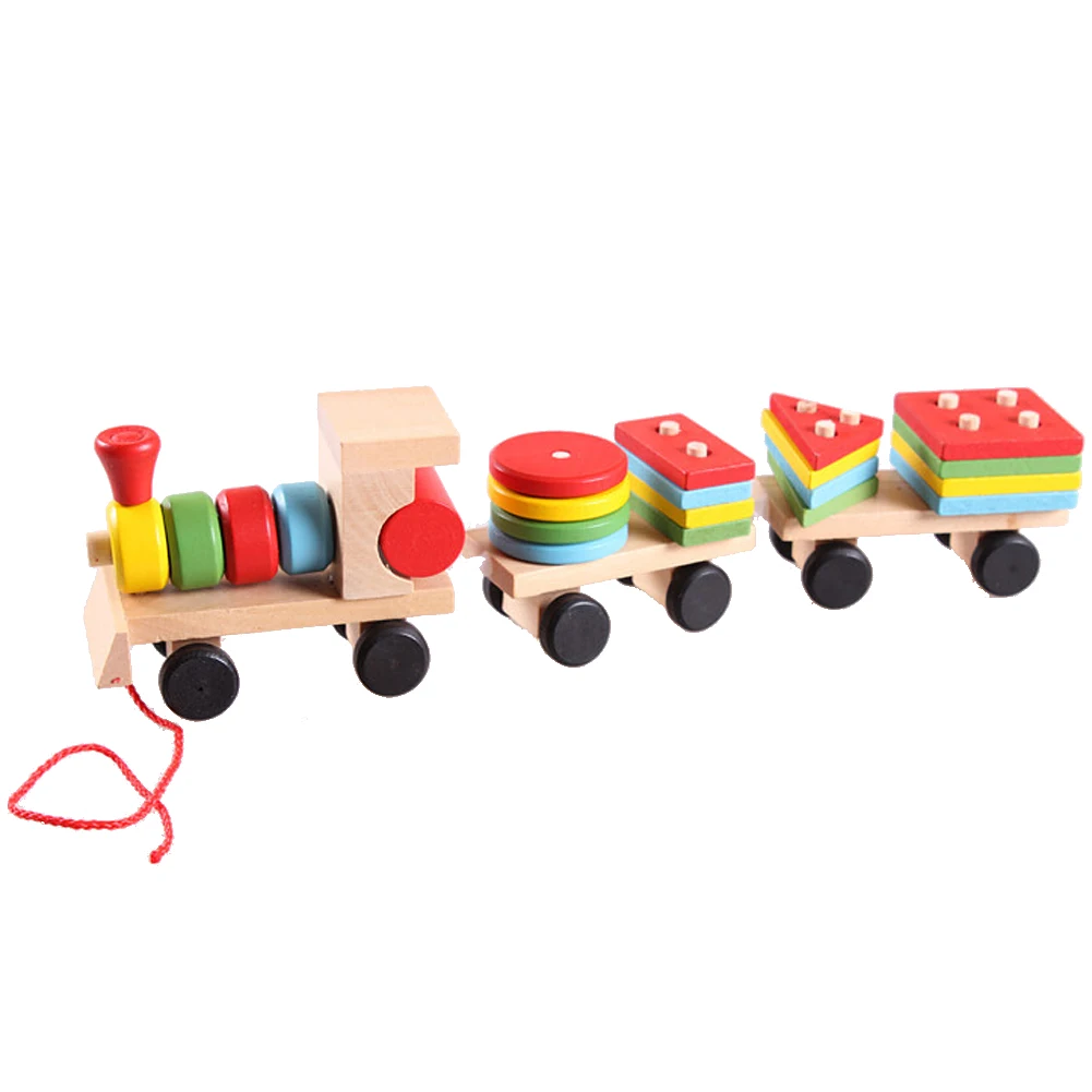 Montessori Mediniai Žaislai, Transporto Priemonės, Galvosūkiai Traukinio Švietimo Vaikai, Kūdikis, Medinės Kietos Medienos Krovimas Traukinio Vaikiška Dėlionė Vaikams 5
