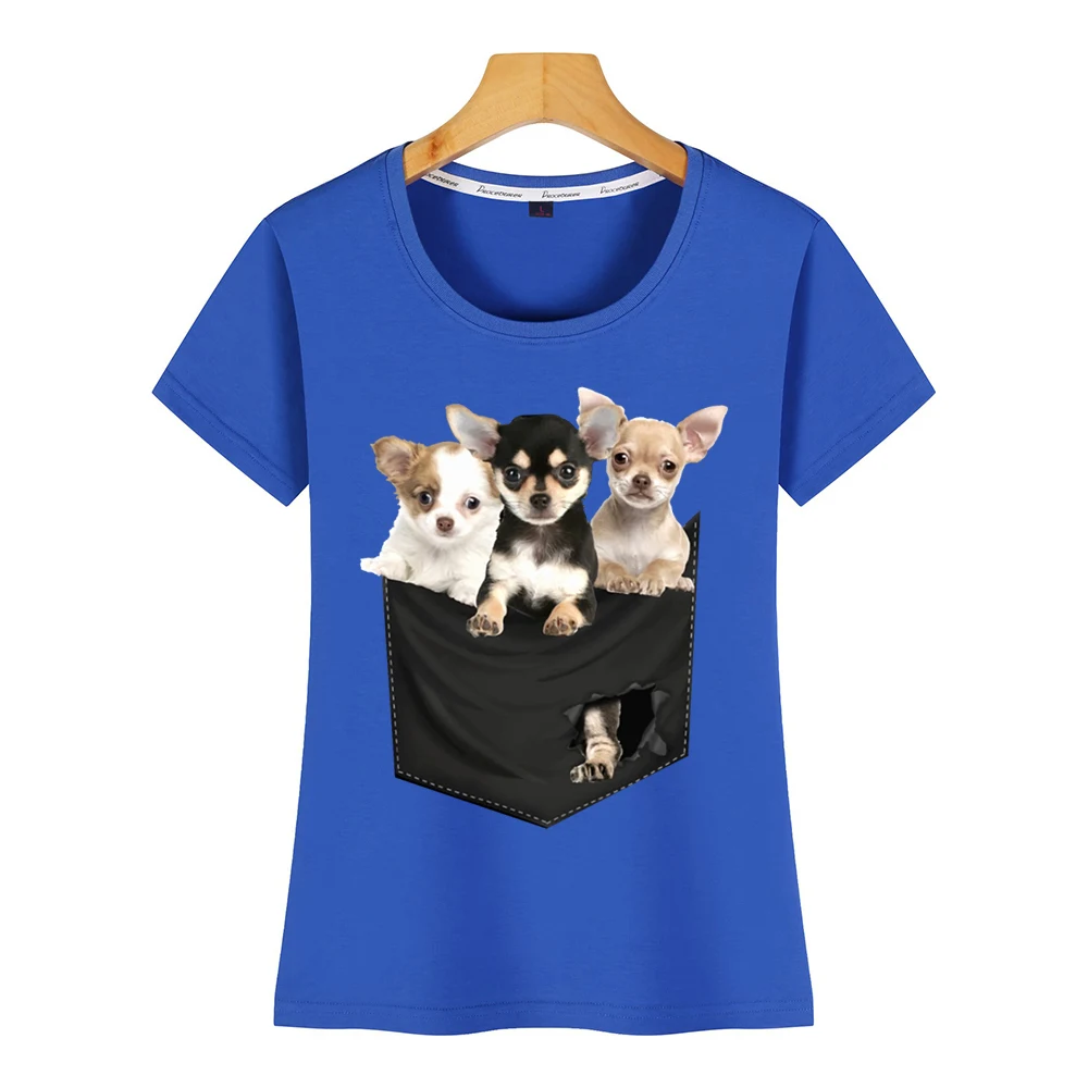 Topai Marškinėliai Moterims tris čihuahua gražių šunų, O-Kaklo Derliaus Užsakymą Moterų Marškinėlius 0