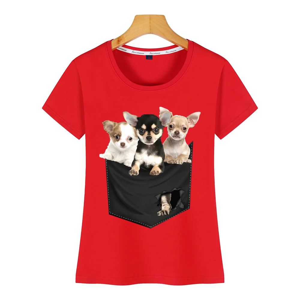Topai Marškinėliai Moterims tris čihuahua gražių šunų, O-Kaklo Derliaus Užsakymą Moterų Marškinėlius 4