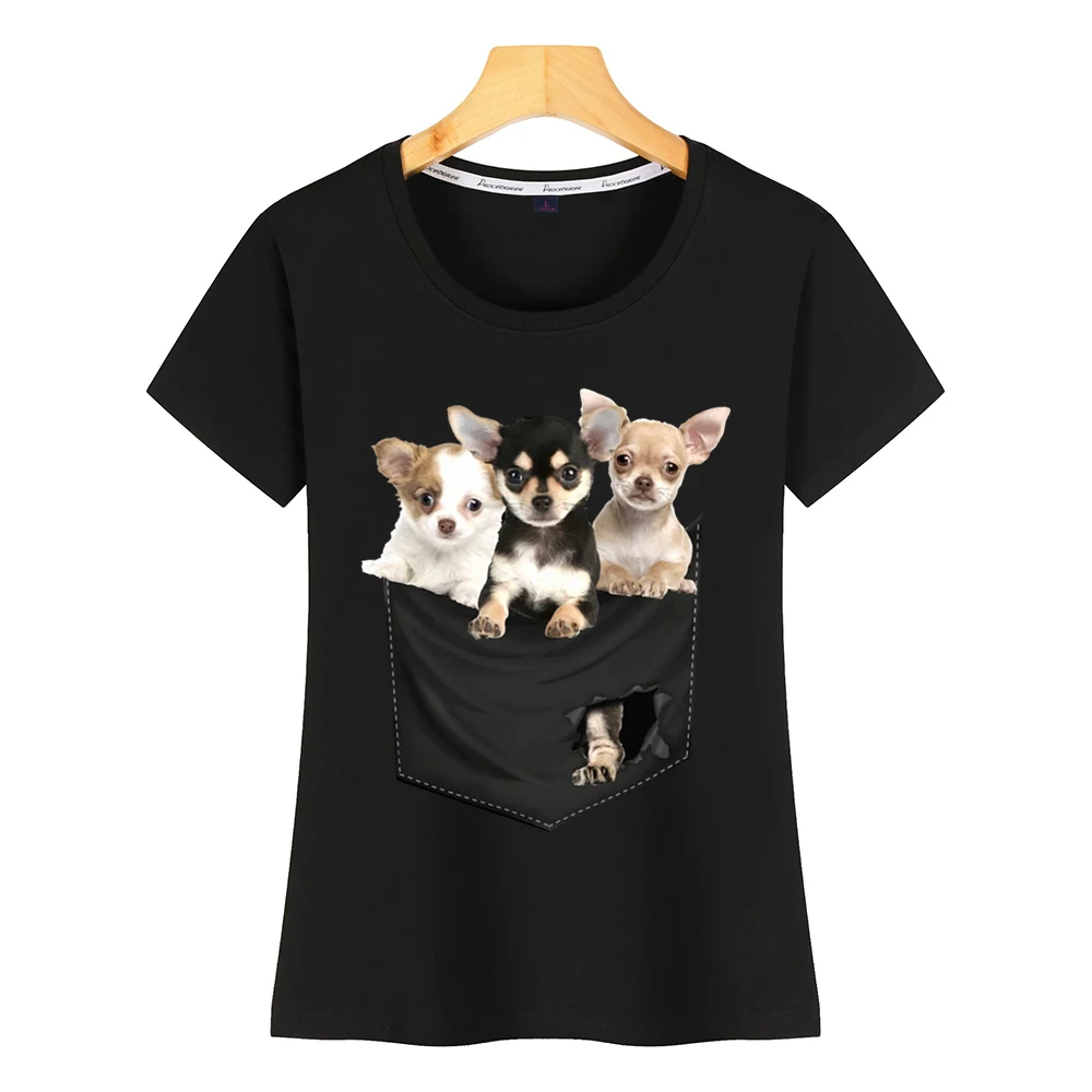 Topai Marškinėliai Moterims tris čihuahua gražių šunų, O-Kaklo Derliaus Užsakymą Moterų Marškinėlius 5