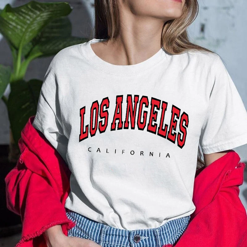 Los Andželo raidžių Vasaros trumparankoviai moteriški marškinėliai prarasti Harajuku Amerikos spausdinti albumą prašmatnus Ulzzang atsitiktinis moterų clothin 3