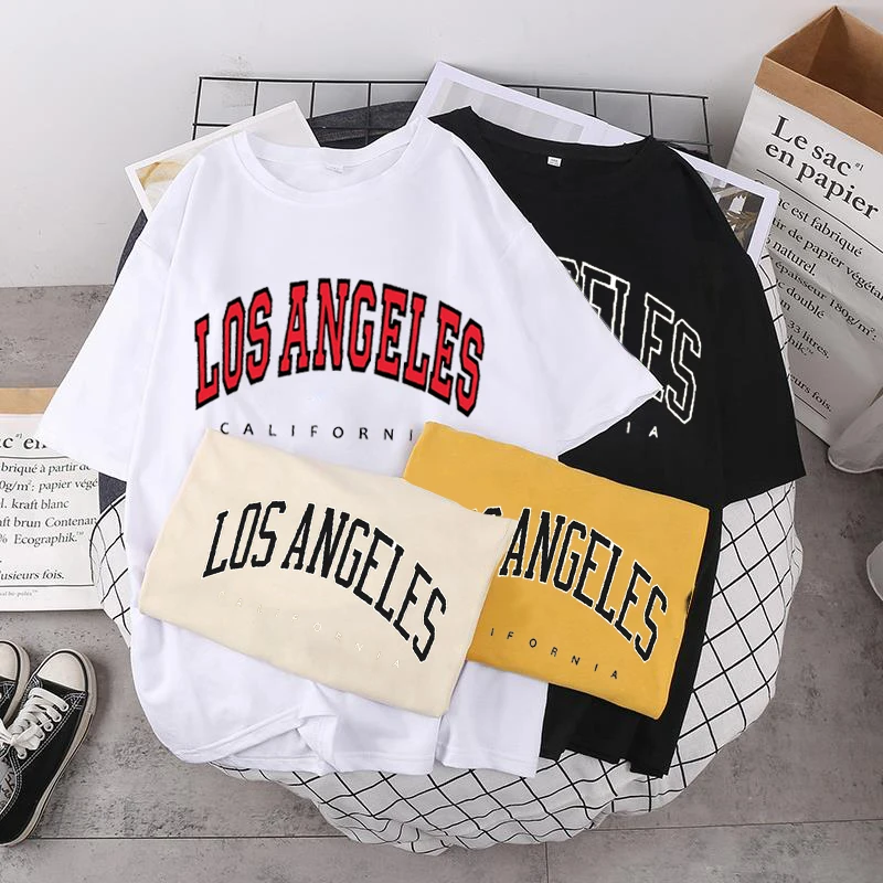 Los Andželo raidžių Vasaros trumparankoviai moteriški marškinėliai prarasti Harajuku Amerikos spausdinti albumą prašmatnus Ulzzang atsitiktinis moterų clothin 5