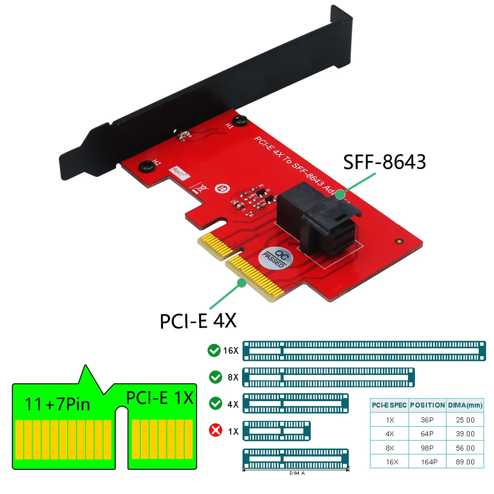 SFF 8643 Į PCIe 4X Adapterio Modulis 2.5 Colių U. 2 PCIe-NVMe 36-Pin SSD Konverteris Standžiojo Disko Išplėtimo Kortelės Desktop PC Kompiuteris 5