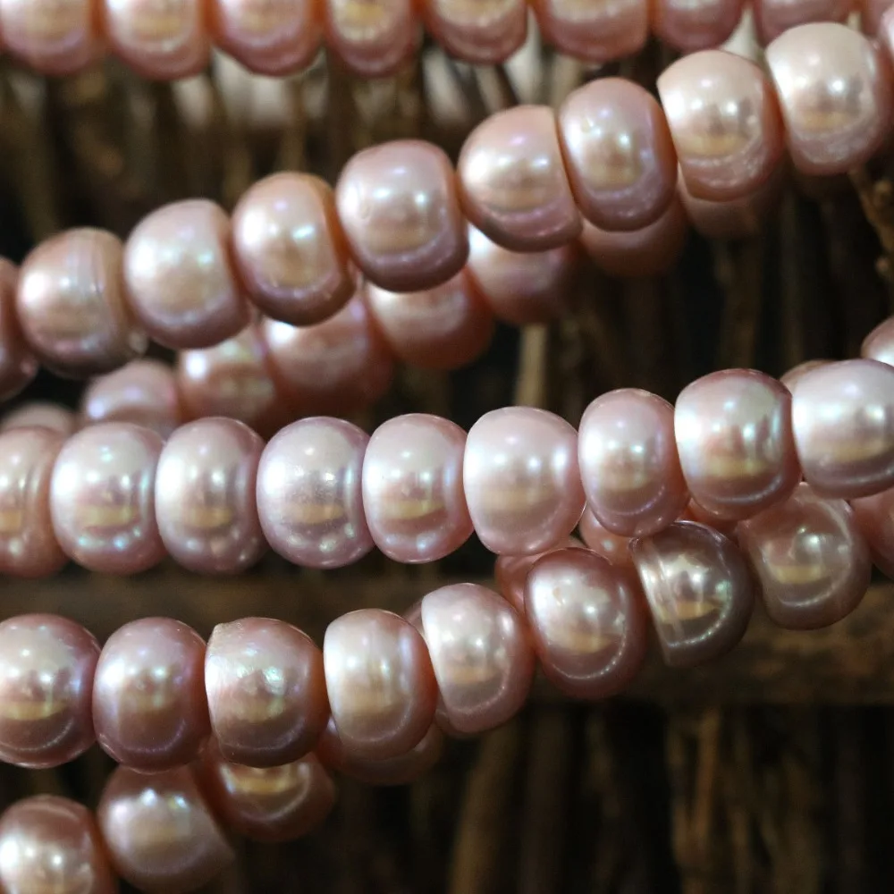 Aukščiausios kokybės natūralių gėlo vandens dirbtiniu būdu išauginti raudonos perlas abacus prarasti karoliukai 9-10mm mados moterų fine jewelry making 15inch B1384 1