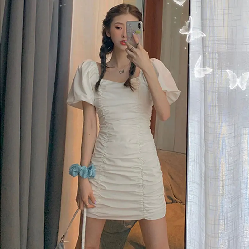 Mados Naujo Stiliaus Studentų Korėjos Stiliaus Sluoksniuotos Rankovėmis Suknelė Moteriška Vasaros Moters Suknelė Vestido De Mujer Femme Skraiste 1