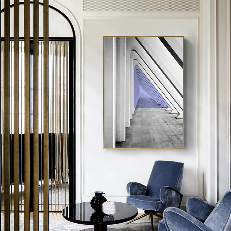 Modernios Architektūros Erdvė Vizualiai Pratęsimo Dekoratyvinis Dažymas Morandi Spalvos Sofa Fono Sienos Menas Spausdinti Paveikslai Tapyba 1