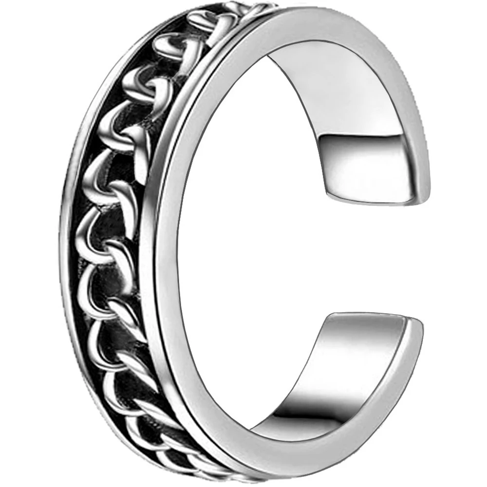 Hip-Hop nerūdijančio plieno vyrų žiedas Susuktų Kubos juoda aukso grandinės žiedų, Reguliuojamas Moterų Piršto žiedą pora vestuvių Trejybės jewe 2