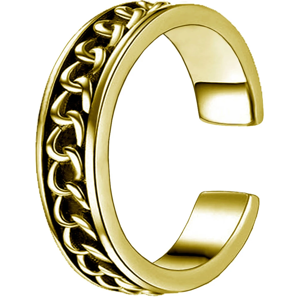 Hip-Hop nerūdijančio plieno vyrų žiedas Susuktų Kubos juoda aukso grandinės žiedų, Reguliuojamas Moterų Piršto žiedą pora vestuvių Trejybės jewe 4