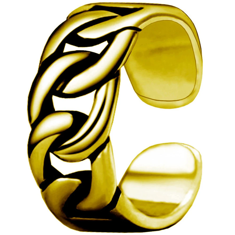 Hip-Hop nerūdijančio plieno vyrų žiedas Susuktų Kubos juoda aukso grandinės žiedų, Reguliuojamas Moterų Piršto žiedą pora vestuvių Trejybės jewe 5