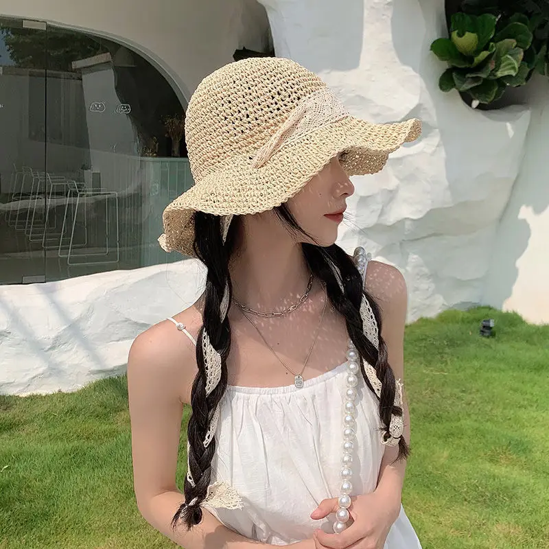 Kibiras Skrybėlės Moterims Nėrinių Paplūdimio Drabužiai Atsitiktinis Kietojo Temperamentas Saulės Šešėlių Saldus Japonų Stiliaus Studentų Gražių Vasaros Mergaitišką Paprasta 0