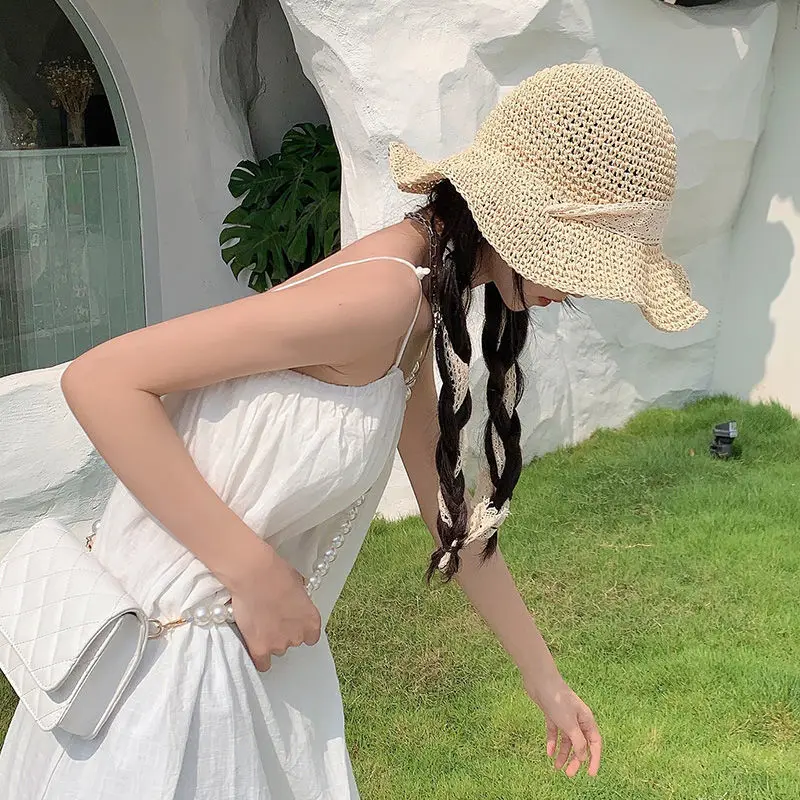 Kibiras Skrybėlės Moterims Nėrinių Paplūdimio Drabužiai Atsitiktinis Kietojo Temperamentas Saulės Šešėlių Saldus Japonų Stiliaus Studentų Gražių Vasaros Mergaitišką Paprasta 2