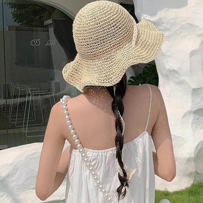 Kibiras Skrybėlės Moterims Nėrinių Paplūdimio Drabužiai Atsitiktinis Kietojo Temperamentas Saulės Šešėlių Saldus Japonų Stiliaus Studentų Gražių Vasaros Mergaitišką Paprasta 3