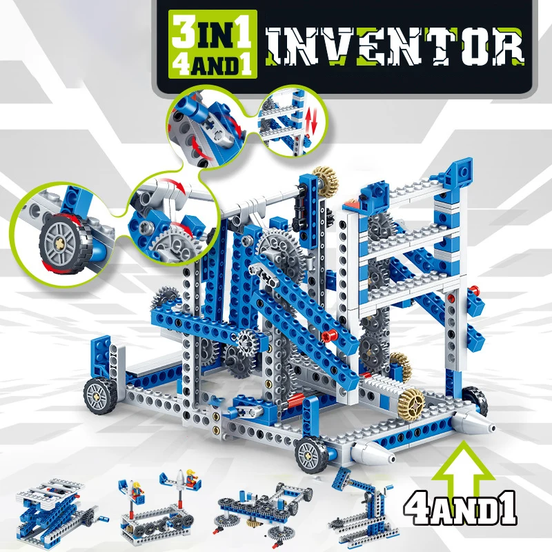 Mechaninė Pavarų Blokai Inžinerijos Vaikų Mokslo, Švietimo Žaislai 3IN1 krano Bloko komponentų rinkiniai Vaikas Žaislas 1