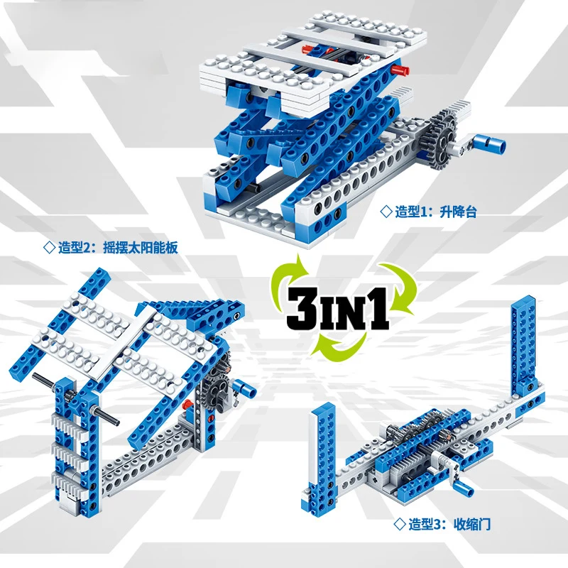 Mechaninė Pavarų Blokai Inžinerijos Vaikų Mokslo, Švietimo Žaislai 3IN1 krano Bloko komponentų rinkiniai Vaikas Žaislas 3