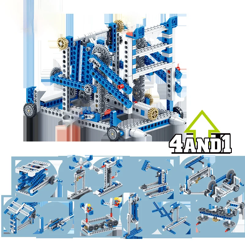 Mechaninė Pavarų Blokai Inžinerijos Vaikų Mokslo, Švietimo Žaislai 3IN1 krano Bloko komponentų rinkiniai Vaikas Žaislas 5