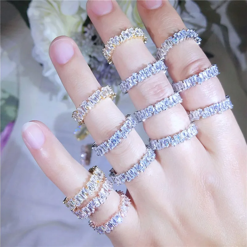 Spalvotų Kubinių zirconite amžinybės žiedas moterų, mergaičių, spalvinga kristalų didina shinne prabangių mados žiedas 1