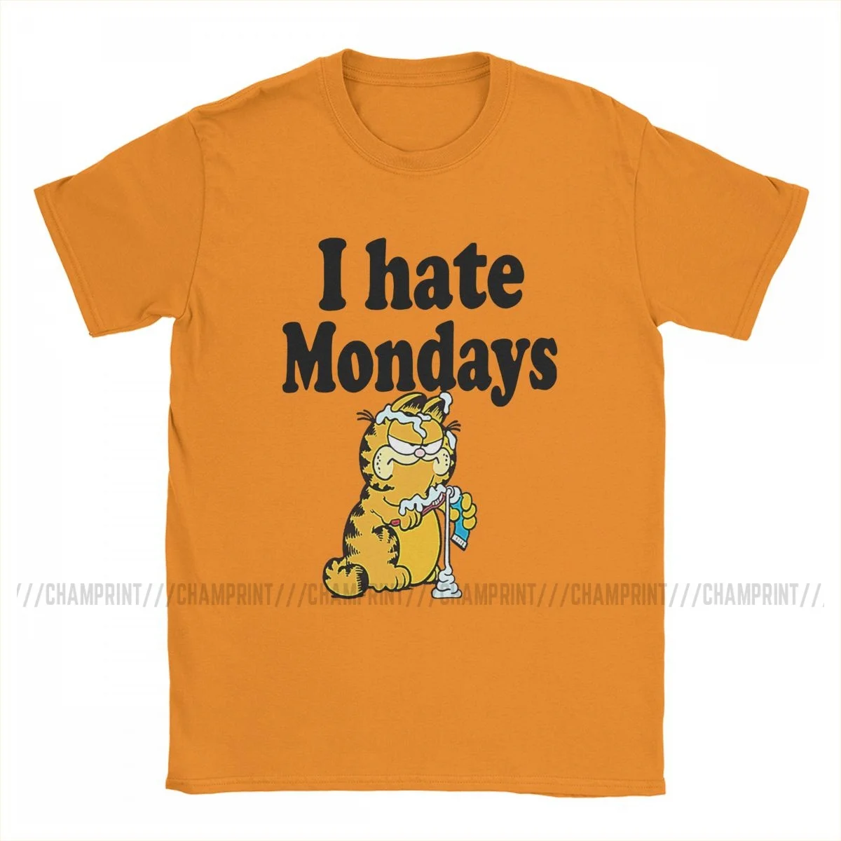 Vyrai, aš Nekenčiu pirmadieniais Garfildas Marškinėliai Animaciją Kačių Grynos Medvilnės Drabužių Mados Trumpas Rankovės Crewneck Tees 4XL 5XL T-Shirts 1