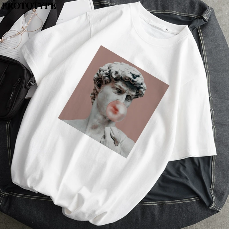 2021 Moterys T-Shirt Monla Lisa Atspausdintas t-shirt Moterų Ulzzang Estetinės T-Marškinėliai su trumpomis rankovėmis Harajuku Viršūnes Negabaritinių t-shir 0