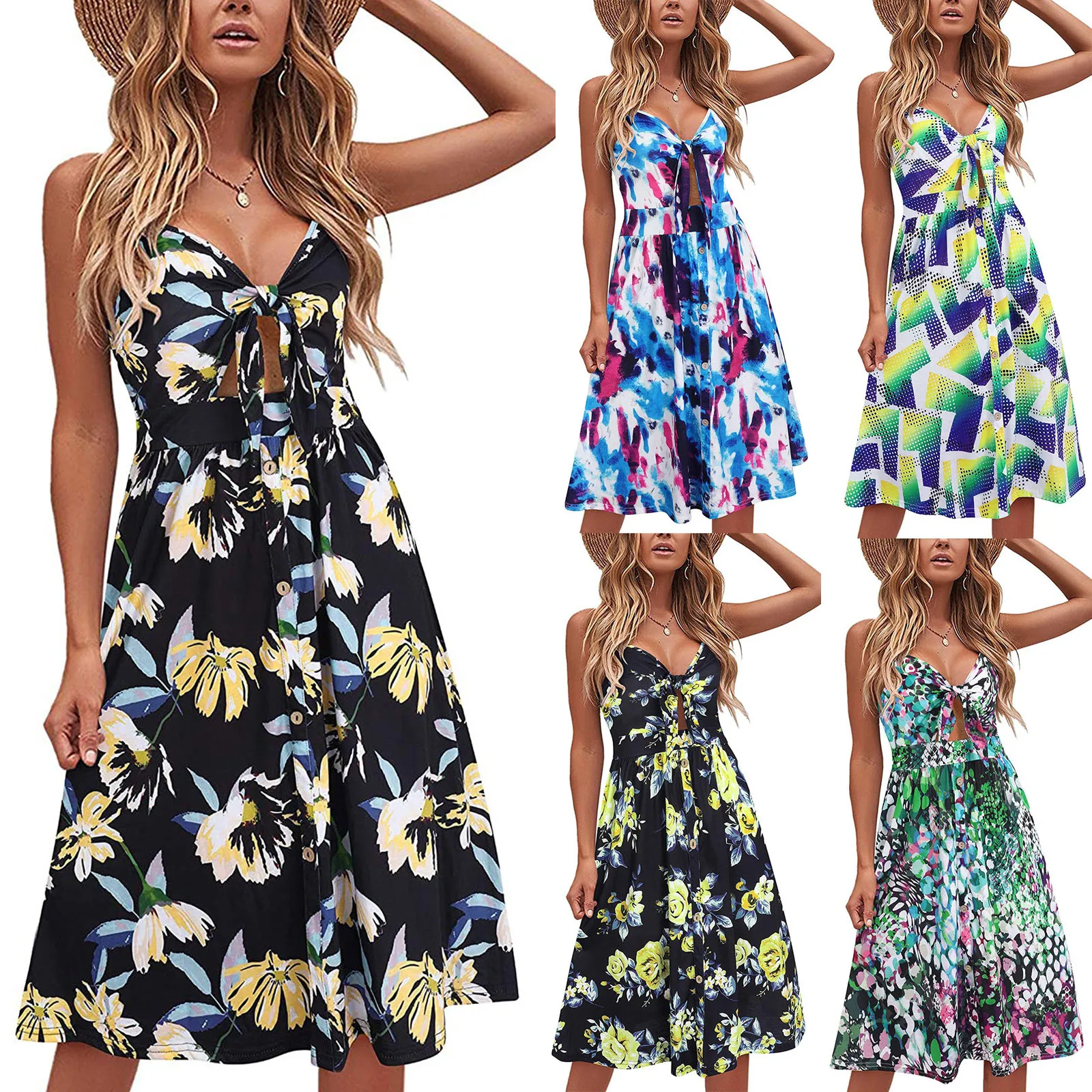 Moterų Diržas Bakas Suknelė Gėlių Spausdinti Rankovių Elegantiškas Paplūdimio Suknelės Vasaros Suknelė Sukienka Платье 2021 0