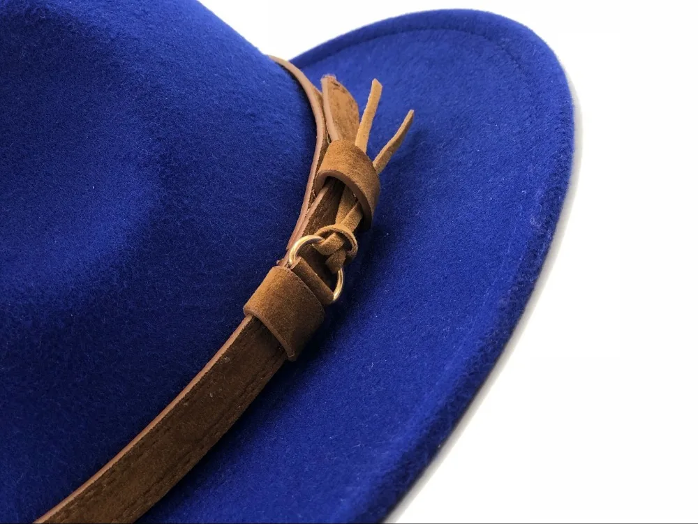 Moterų, Vyrų, Vilnos Fedora Skrybėlę Su Odos Juostelės Džentelmenas Elegantiška Panele Žiemą, Rudenį Visoje Kraštų Džiazo Bažnyčia, Panamos Sombrero Kepurė 1