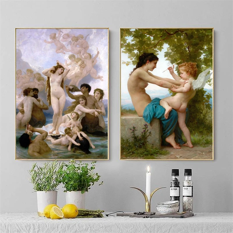 Garsaus Prancūzijos Naujas Klasikinio William Adolphe Bouguereau Daina Angelai Drobės Pianting Plakatai ir Spausdina Sienos Meno Nuotrauką 4