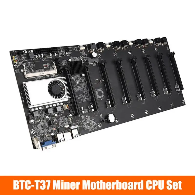 1 Set BTC-T37 Miner Plokštė CPU Nustatyti Chipset 8 Vaizdo Kortelės Lizdas DDR3 Memory Integruota VGA Sąsaja, Mažas Energijos Suvartojimas 1