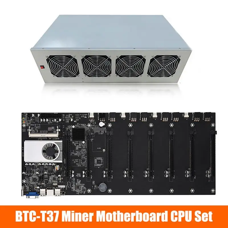 1 Set BTC-T37 Miner Plokštė CPU Nustatyti Chipset 8 Vaizdo Kortelės Lizdas DDR3 Memory Integruota VGA Sąsaja, Mažas Energijos Suvartojimas 2