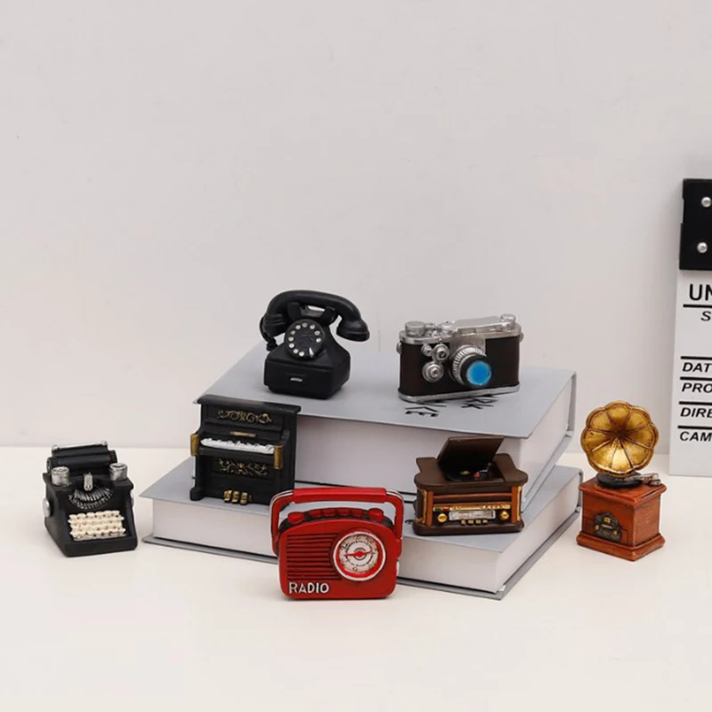 Retro dervos amatų namų puošybai mini papuošalai mašinėle Fonografo Mašinėle Miniatiūrinės Statulėlės už Kambarį Apdaila 0