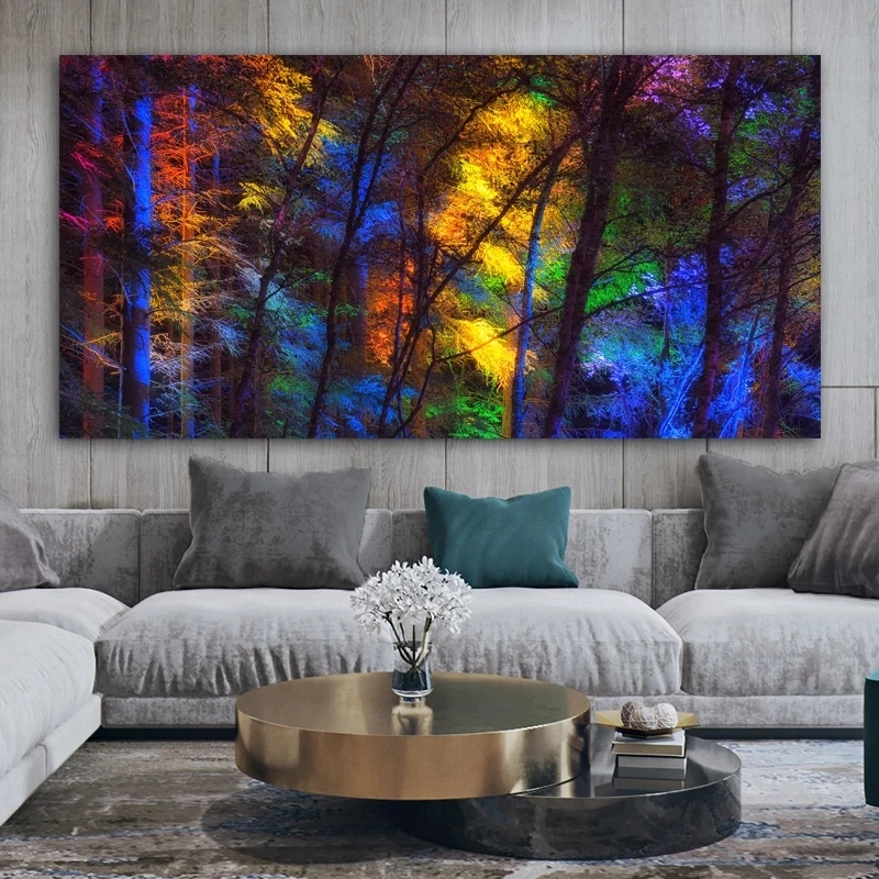 WANGART Didelio Dydžio spalvinga miško medžių Drobės plakatus Spausdina Kambarį Dekoratyvinis Nuotrauką Modernių Namų 1