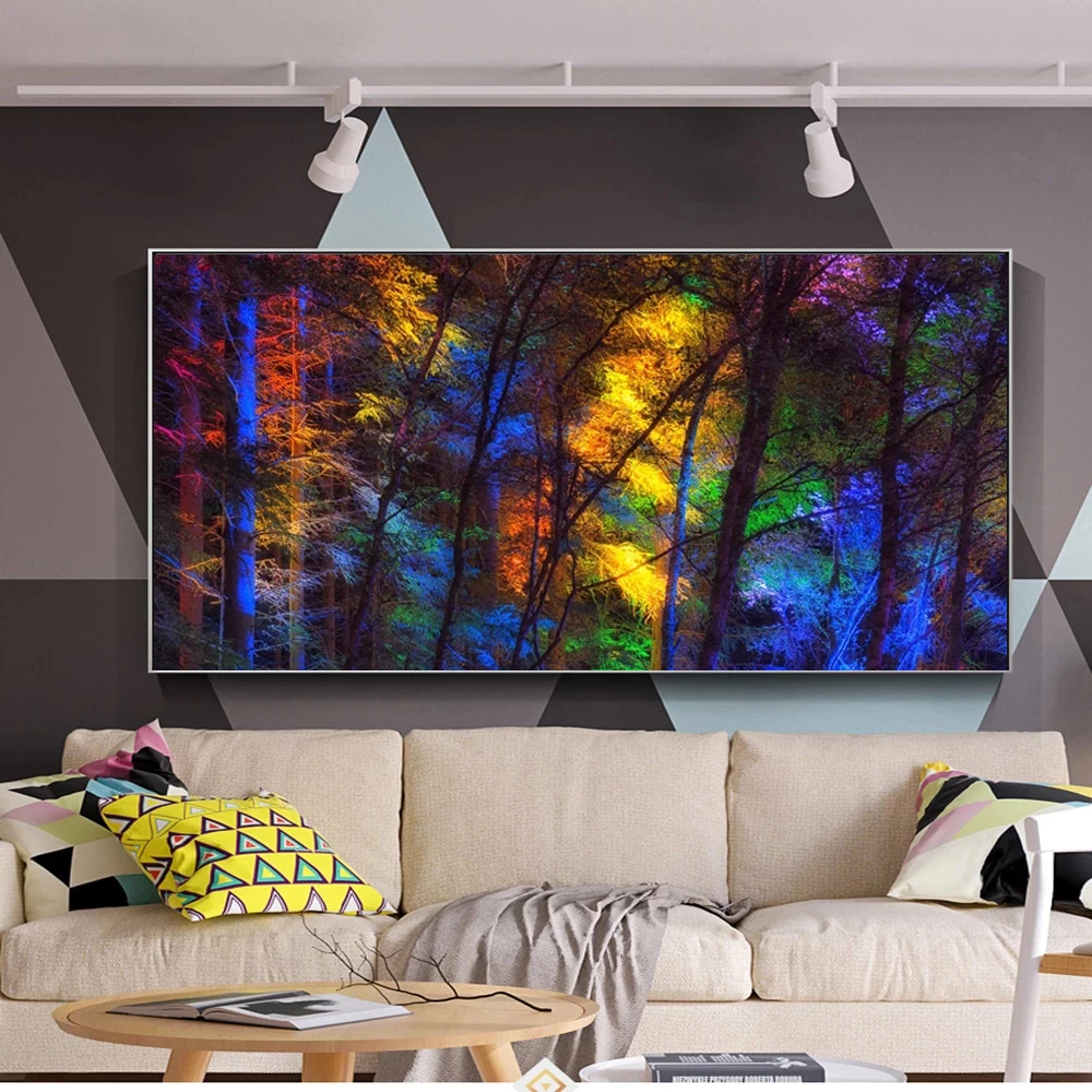WANGART Didelio Dydžio spalvinga miško medžių Drobės plakatus Spausdina Kambarį Dekoratyvinis Nuotrauką Modernių Namų 2