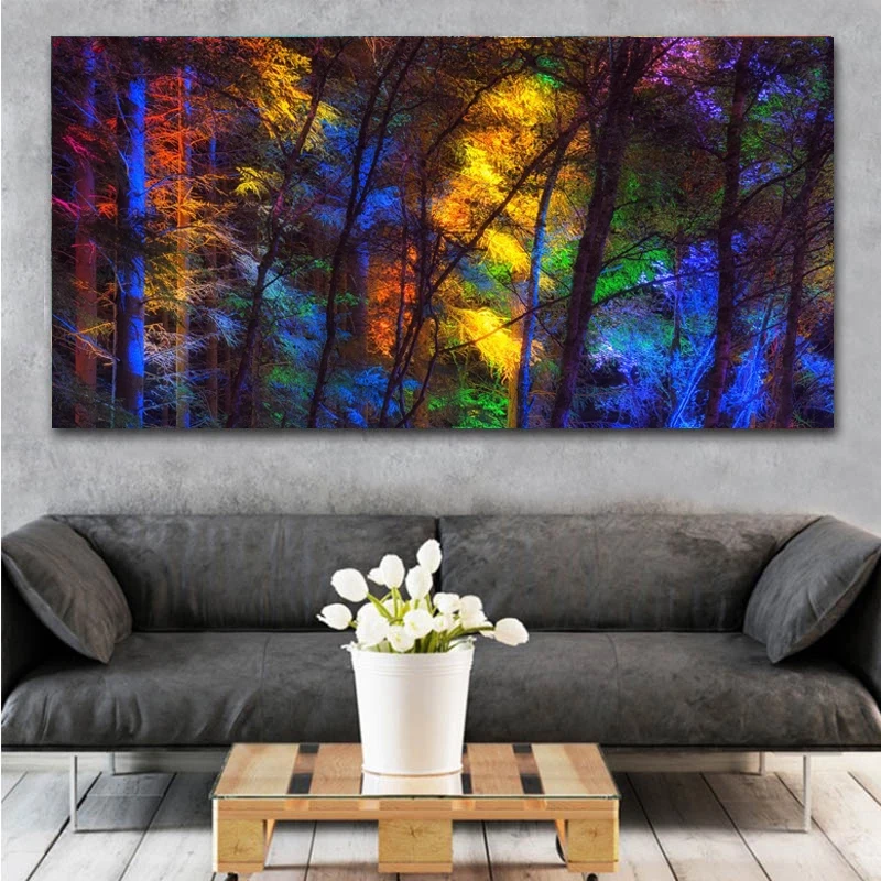 WANGART Didelio Dydžio spalvinga miško medžių Drobės plakatus Spausdina Kambarį Dekoratyvinis Nuotrauką Modernių Namų 3