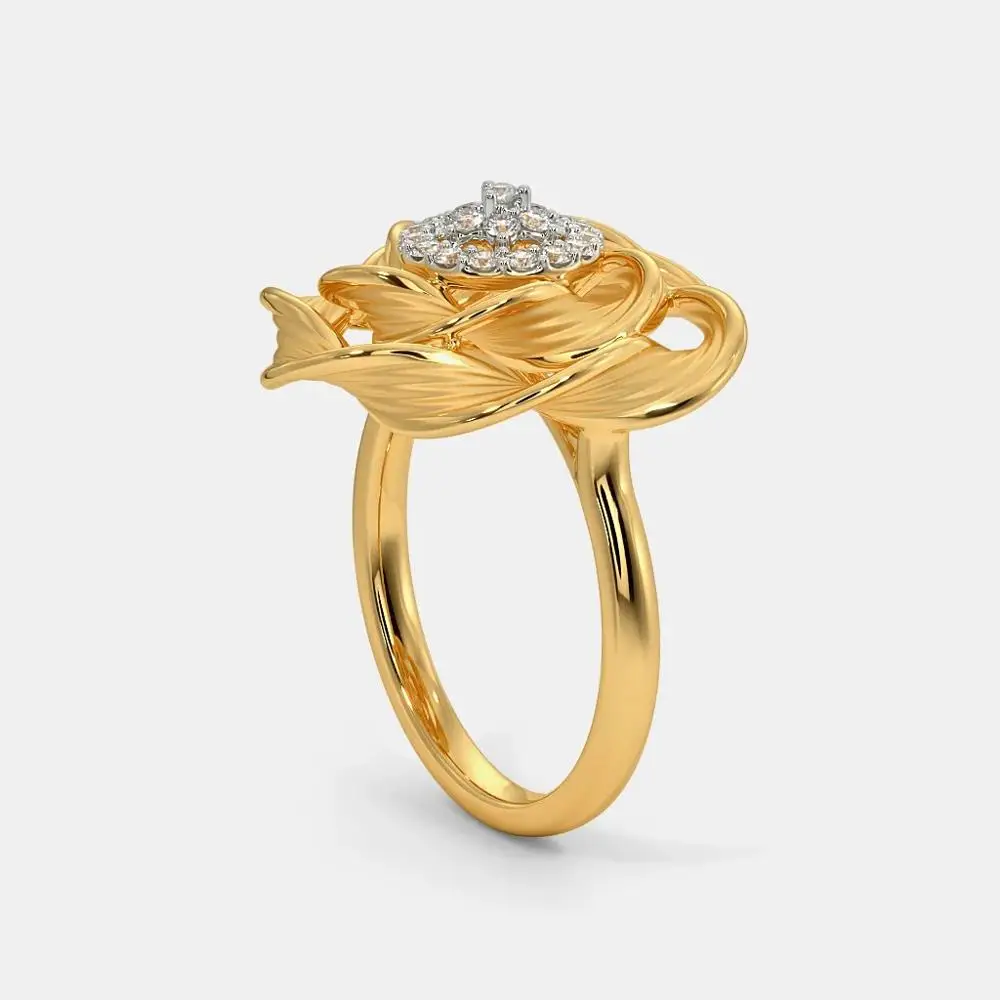 Subtilus, Romantiškas Rožės Gėlių Žiedai Moterims Geltonos Aukso Spalvos AAA Cirkonis Vestuvių Žiedai Mados Žada Vestuvinis Žiedas 0