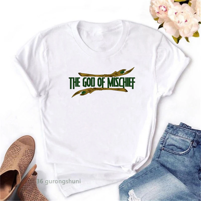 Naujas Loki Dievas Išdaigas, Grafikos Spausdinimo T Shirts Moteris Marškinėliai Moterų Drabužiai Harajuku Streetwear Vasaros Viršūnes Atsitiktinis 0