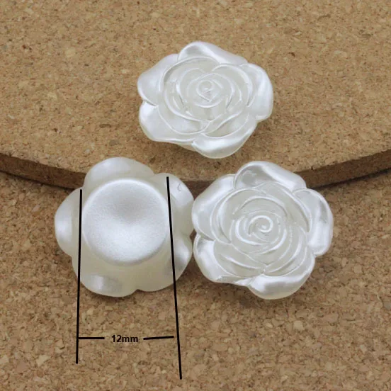 20pcs/daug 18mm Imitacija Flatback Perlų Karoliukus, Balta Dervos Gėlių Cabochon Perlai Telefonu Apdaila 