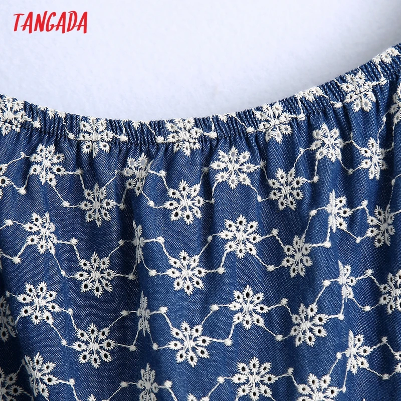 Tangada Moterų 2021 M. Vasarą Siuvinėjimo Mini Suknelė Vintage Aikštėje Apykaklę, Trumpas Sluoksniuotos Rankovėmis Moteriška Sundress BE781 1