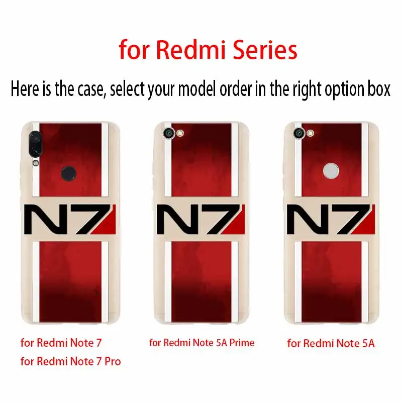 N7 Mass Effect Mados Minkštos TPU Case For Xiaomi Redmi Pastaba 10 9 8 7 6 5 Pro Max 10S 9S 9T 8T note10 Dangtis 4