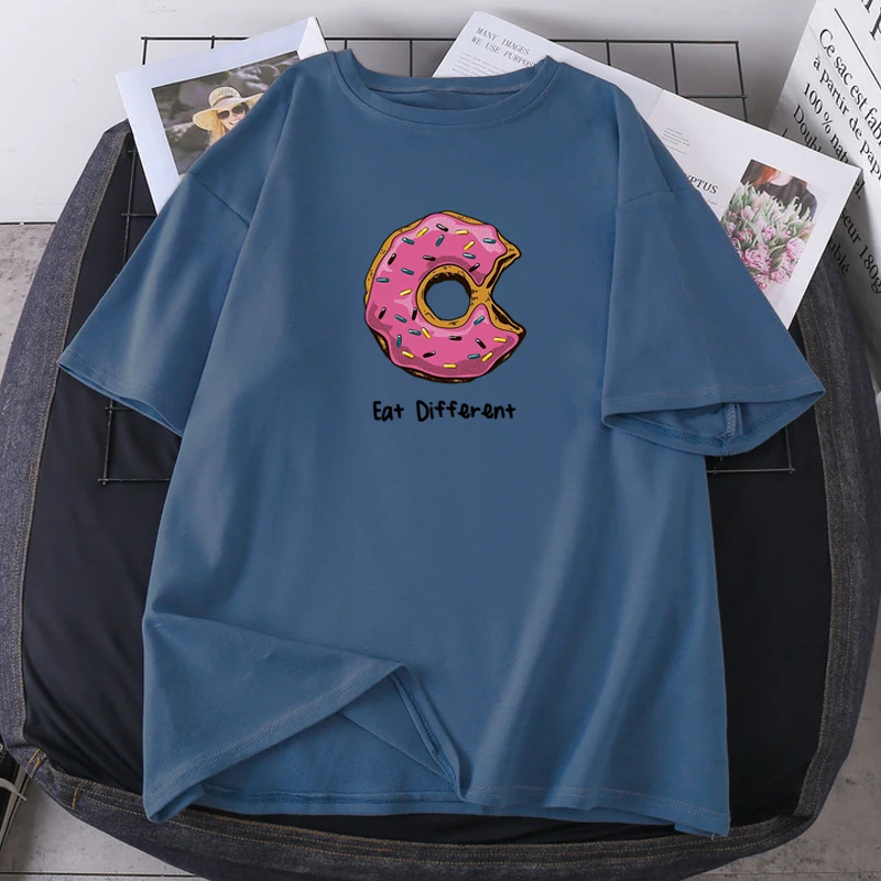 Valgyti Įvairių Spurgos T-shirts Moteris Vasaros Mados Lady Drabužių Hip-Hop Negabaritinių Viršūnes Harajuku O-kaklo Tees 2021 Naujas Camisetas 4