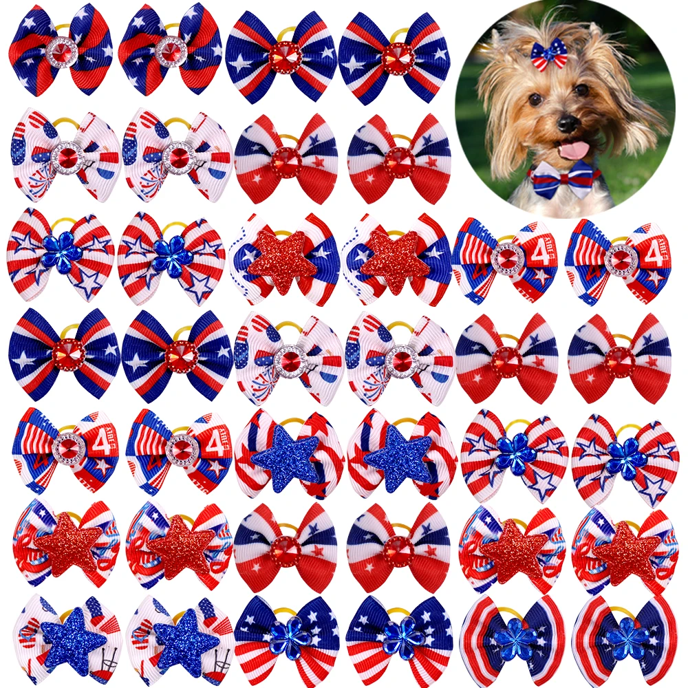 50pcs Šuo Bowties Amerikos Nepriklausomybės Dieną Šuo Grooming Priedai Samll Šuo Lankai Pet Šuo, Katė peteliškę Kaklaraiščiai Šunų Reikmenys 5