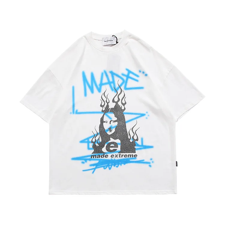 MADEEXTREME Mona Lisa T-Shirt Streetwear Vyrų Hip-Hop 2021 Harajuku Medvilnės Atsitiktinis Vasaros negabaritinių marškinėliai topai tee 2135 1