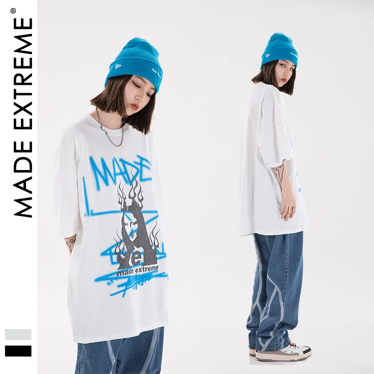 MADEEXTREME Mona Lisa T-Shirt Streetwear Vyrų Hip-Hop 2021 Harajuku Medvilnės Atsitiktinis Vasaros negabaritinių marškinėliai topai tee 2135 3