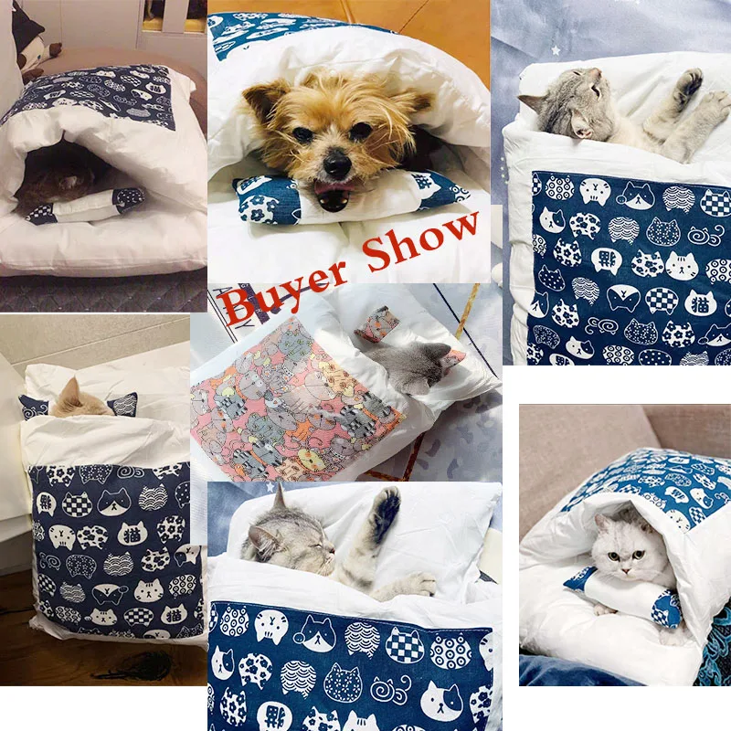 Japonijos Katė Lova Žiemos Nuimamas Šiltas Katė miegmaišį Gilaus Miego šunelis Lova Namuose Katės Guolį Pagalvėlė su pagalvę# 4